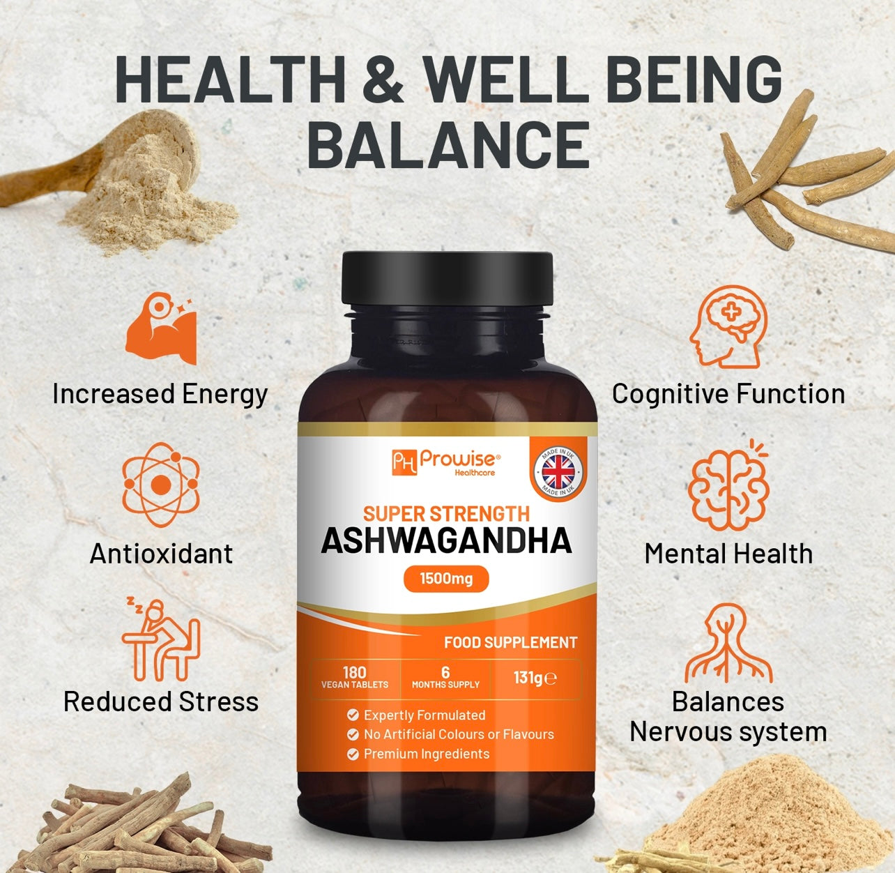 Ashwagandha 1500mg 180 Vegan Tablets