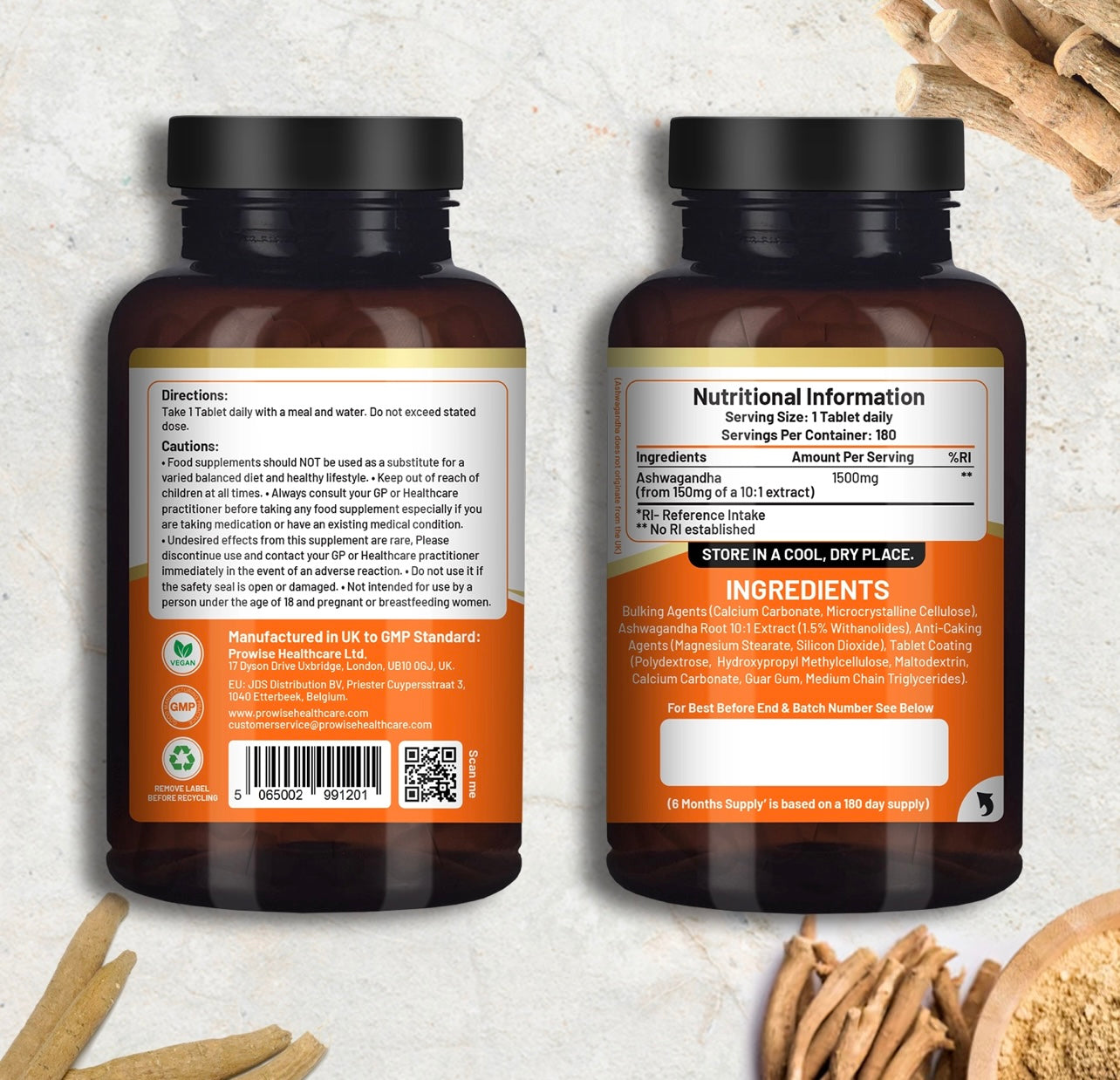 Ashwagandha 1500mg 180 Vegan Tablets